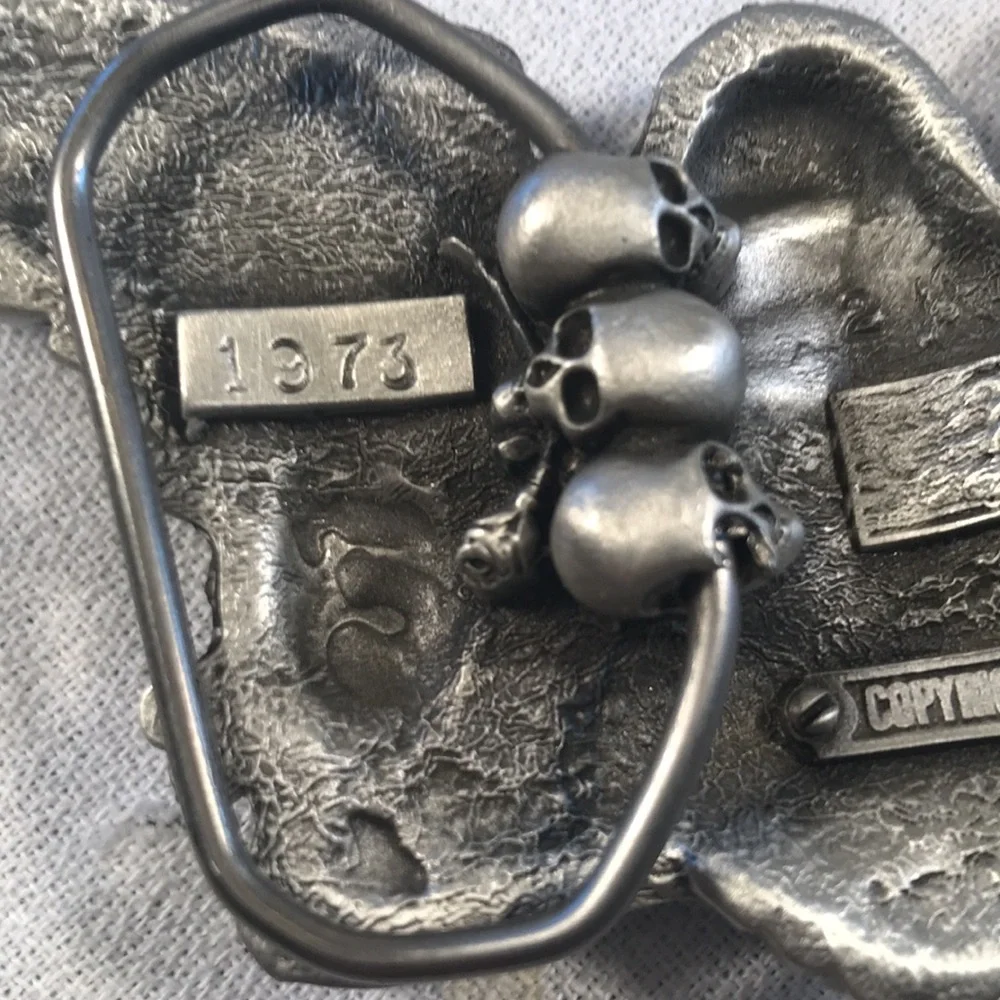 Vintage 1991 Biker Gothic Silver-toned Metal “Bad to the Bone” Belt Buckle
